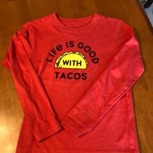 Boys size medium LIFE IS GOOD long sleeve tee. Never worn